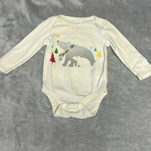GAP - long sleeve winter  design onesie top/shirt. Size 12-18 months - Picture 1 of 4